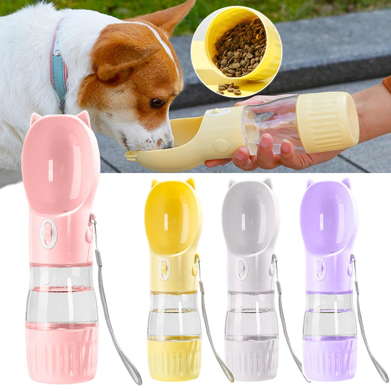Portable Dog Water Bottle With Food Container